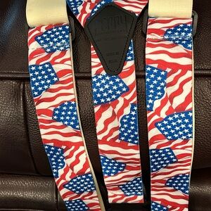 Perry Patriotic FLAG SUSPENDERS USA MADE Fourth of July 4th American Star stripe